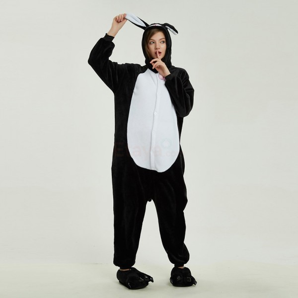 Adult Black Cat Kigurumi Animal Onesie Pajama Costumes