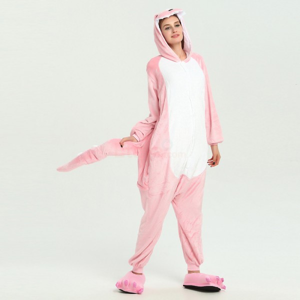 Adult Pink Dinosaur Kigurumi Animal Onesie Pajama Costumes