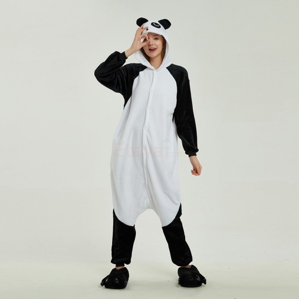 Adult Black White Panda Kigurumi Animal Onesie Pajama Costumes