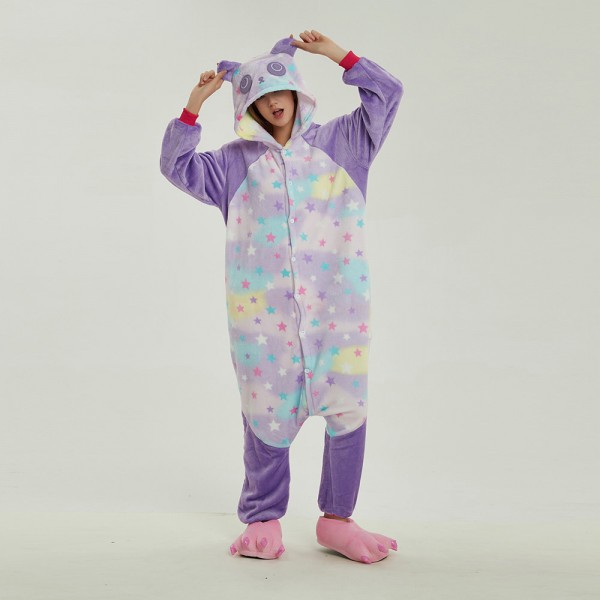 Purple Panda Kigurumi Animal Onesie Pajama Costumes for Adult