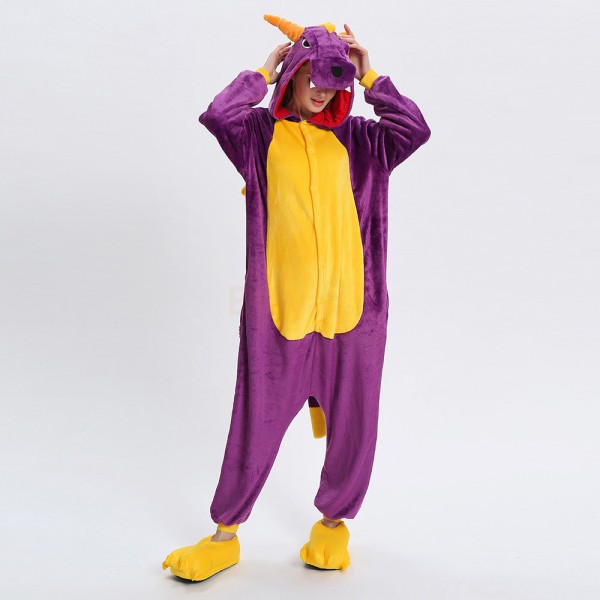 Adult Purple Dragon Kigurumi Onesies Pajamas Animal Onesies