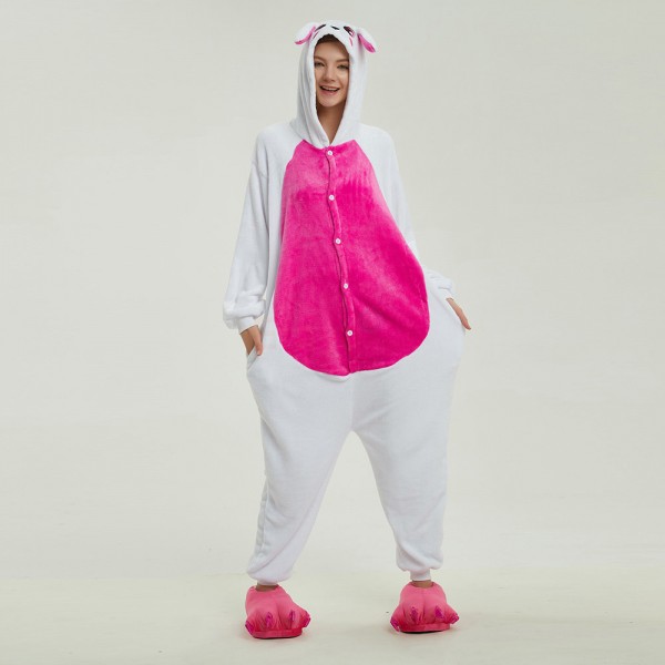 Adult Rose Red Rabbit Kigurumi Animal Onesie Pajama Costumes