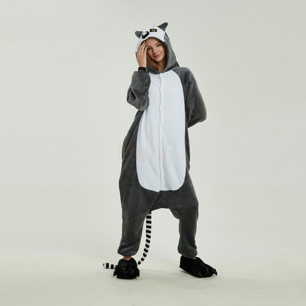 Adult Ring Tailed Lemur Kigurumi Onesies Pajamas Animal Onesies