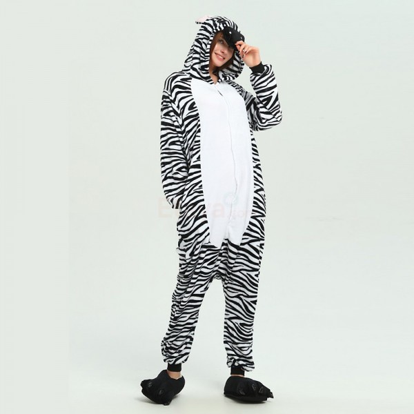 Adult Zebra Kigurumi Animal Onesie Pajama Costumes