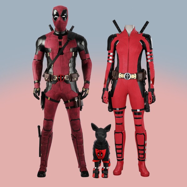 Deadpool 3 Costumes 2024 Couples Deadpool Wade Wilson Suit Lady Deadpool Outfits with Dogpool Clothes