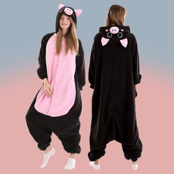 Animal Cosplay Pajamas Couple Homewear Black Pig Onesie