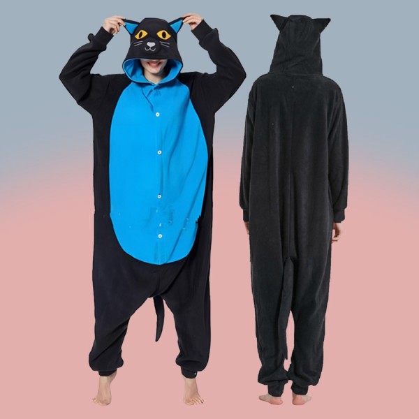 Animal Pajamas Couple Homewear Parent-Child Onesie Blue Cat Kigurumi