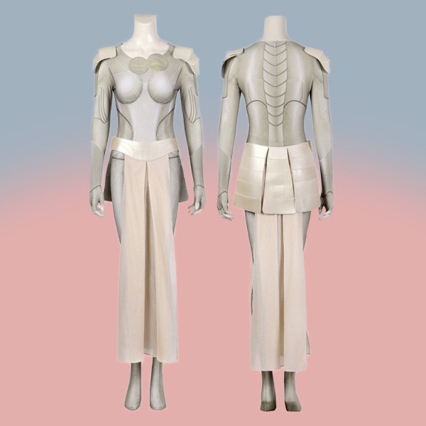 Eternals Thena Costume White Uniform Cosplay Suit