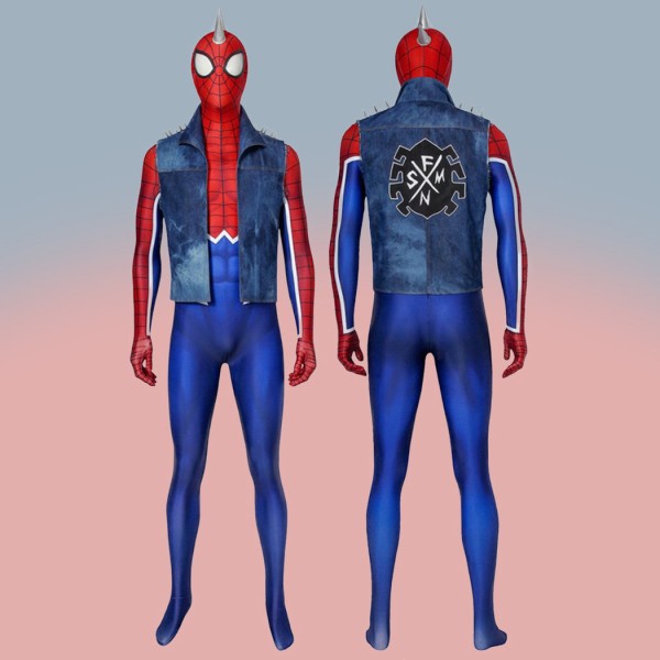 The Spider-Punk Suit Hobart Brown Costume Spiderman Punk-Rock Cosplay Jumpsuit