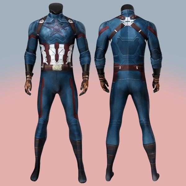 Captain America Cosplay Jumpsuit Avengers Infinity War Steve Rogers Costume