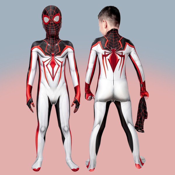 Spider-Man TRACK Cosplay Suit White Spiderman Miles Morales Costume for Kids