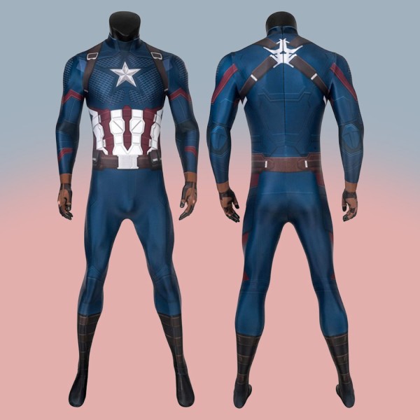 Captain America Cosplay Jumpsuit Avengers 4 Endgame Steve Rogers Costume