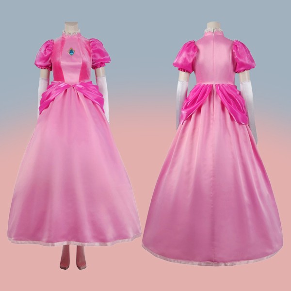 The Super Mario Bros Halloween Suit Princess Peach Dress Cosplay Costumes