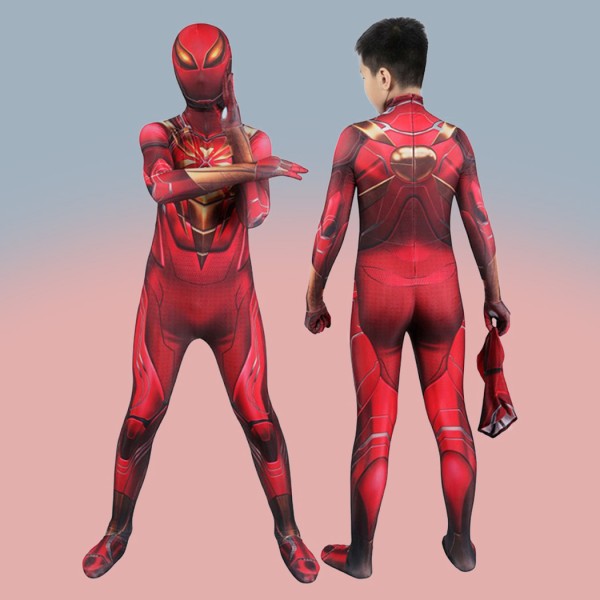 Spiderman Red Suit Iron Spider Armor Cosplay Costumes for Kids