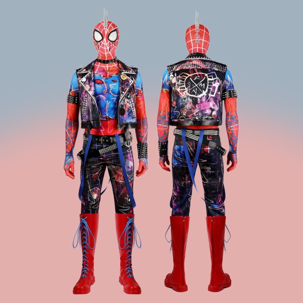 Adult Spiderman Into the Spider-Verse Halloween Cosplay Suit Spider-Punk Hobart Brown Costumes