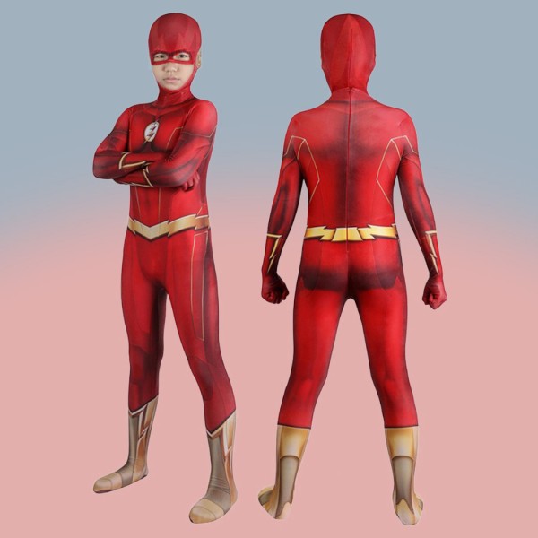 2023 Barry Allen Cosplay Costumes The Flash Red Jumpsuit for Kids