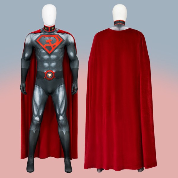 Clark Kent Cosplay Jumpsuit Halloween Superman: Red Son Costumes Red Cloak