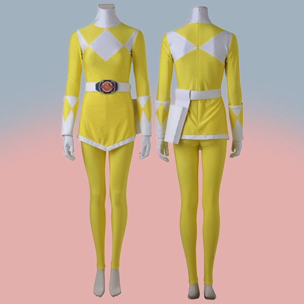 Yellow Ranger Cosplay Costumes Mighty Morphin Power Rangers Suit for Womens