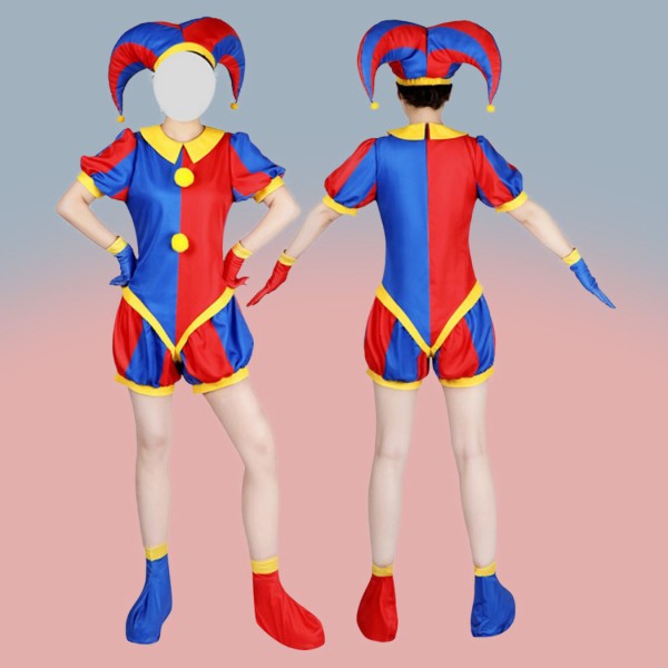 The Amazing Digital Circus Cosplay Costumes Pomni Suit Halloween Jumpsuit for Kids Adult