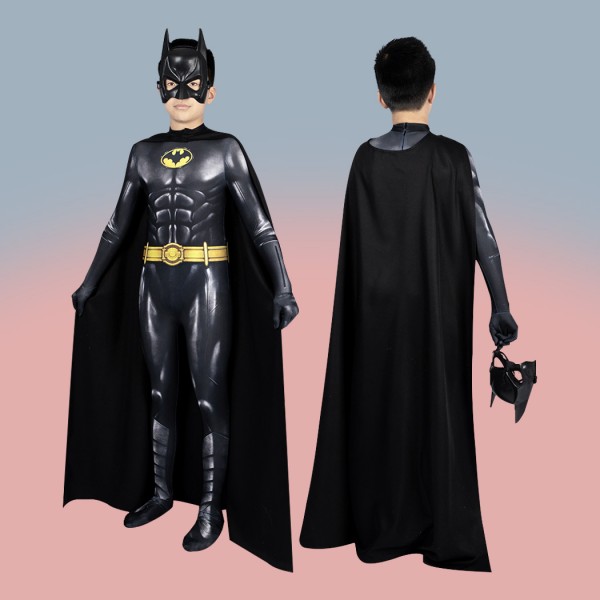 Michael Keaton Cosplay Suit The Flash Batman Bruce Wayne Jumpsuit for Kids