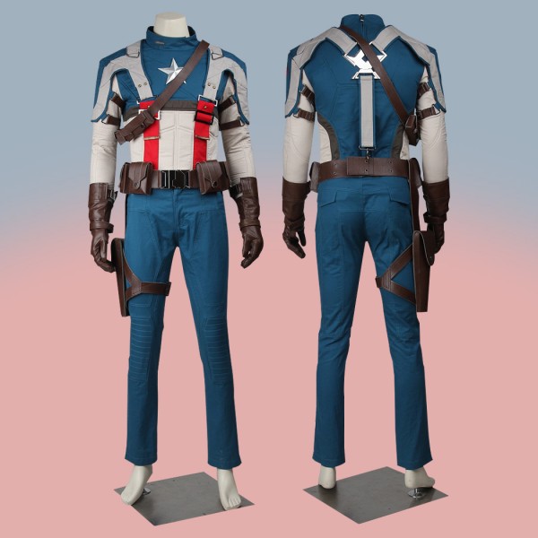 Avengers Age of Ultron Captain America Suit Steve Rogers Halloween Cosplay Costume
