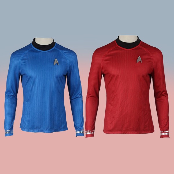 Red Blue Uniform McCoy Bones Halloween Suit Star Trek Into Darkness Spock Cosplay Costume