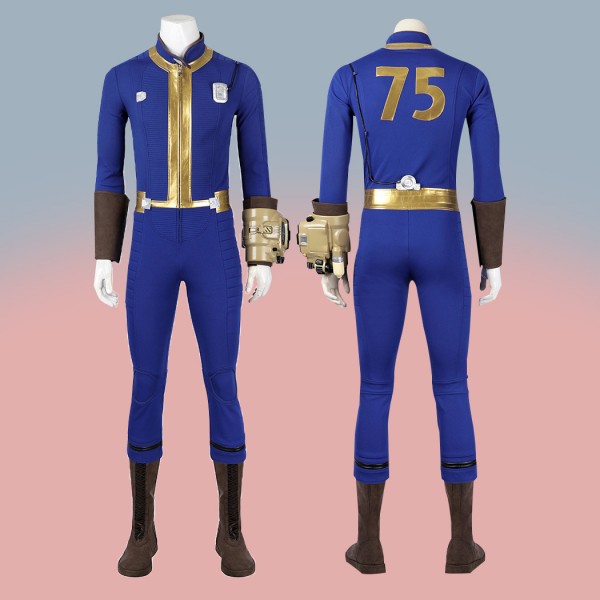 Fallout 4 Vault Cosplay Jumpsuit No. 75 Sheltersuit Costumes Dweller Blue Outfits for Male