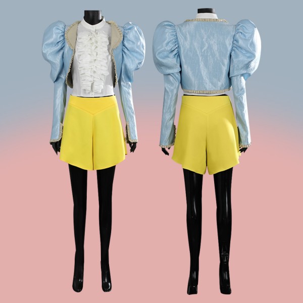 Bella Baxter Suit Poor Things Cosplay Costumes Blue Coat Yellow Skirt
