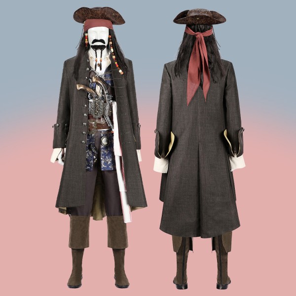 Jack Sparrow Cosplay Costume Pirates of the Caribbean Suit Captain Halloween Outfits