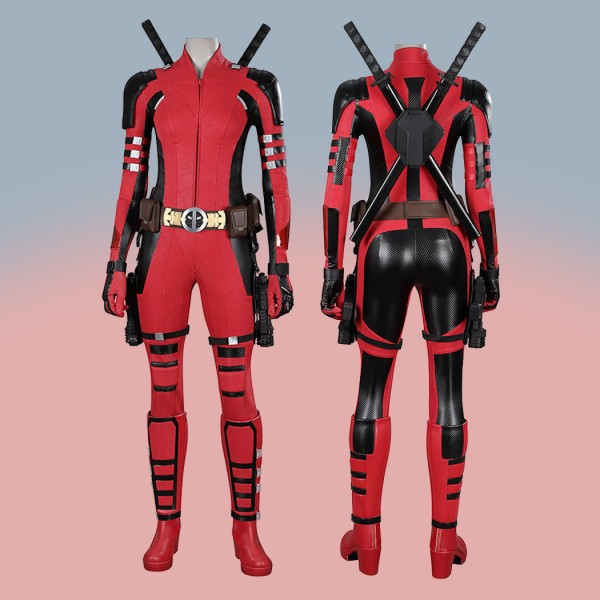 Deadpool 3 Lady Cosplay Costume 2024 Deadpool Wolverine Suit Red Halloween Outfits