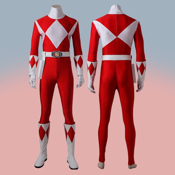 Red Mighty Morphin' Power Rangers Suit Geki Tyranno Ranger Cosplay Costumes