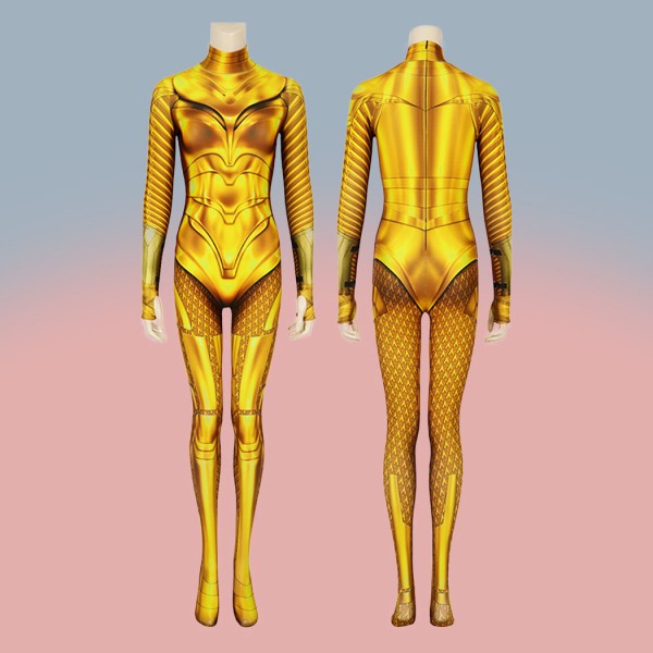 Diana Polyester Zentai Cosplay Jumpsuit Woman 1984 Golden Costumes