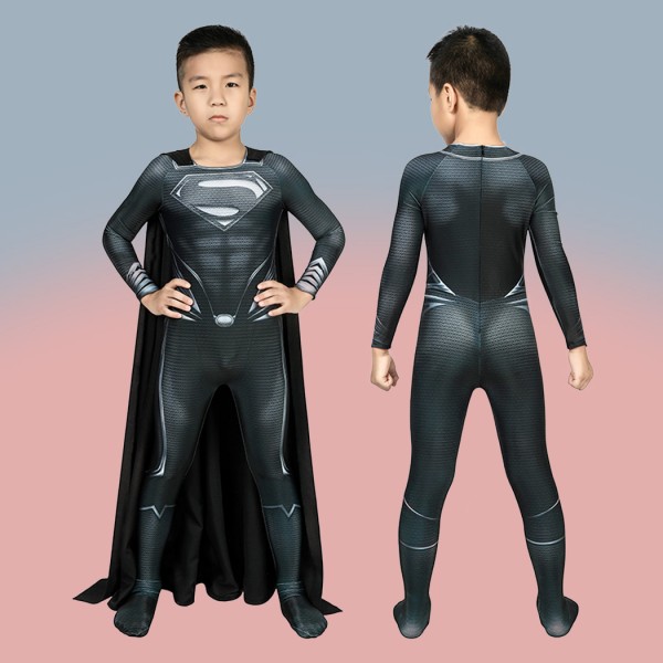 Children Black Clark Halloween Jumpsuit Superman Cosplay Costumes