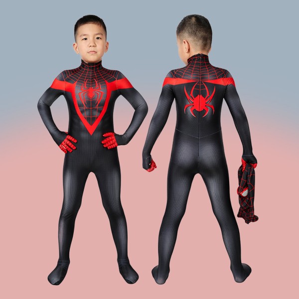 Kids Ultimate Spider Man Cosplay Costume Spiderman PS5 Miles Morales Jumpsuit