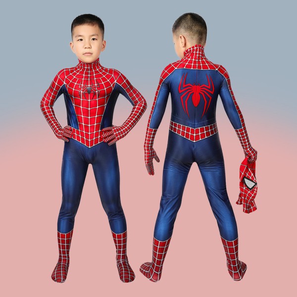 Spider Man Tobey Maguire Cosplay Costume Edition Spiderman Jumpsuit for Kids