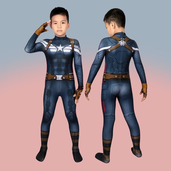 Captain America The Winter Soldier Cosplay Suit Steve Rogers Jumpsuit for Kids