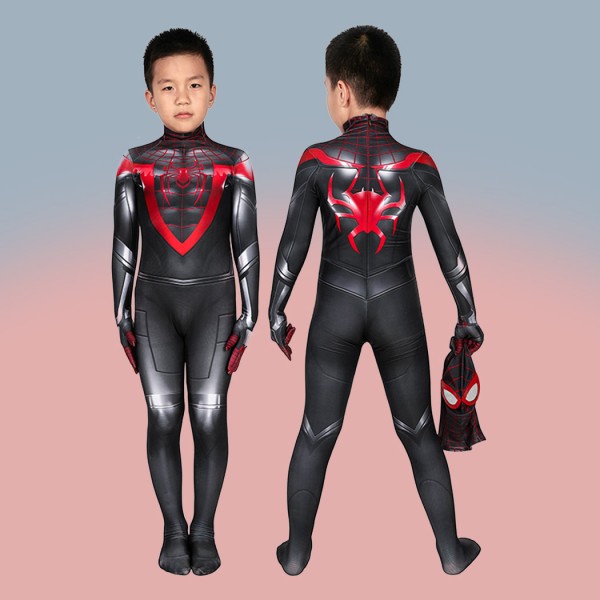 Spider Man Miles Morales Costume Spiderman Cosplay Jumpsuit for Kids