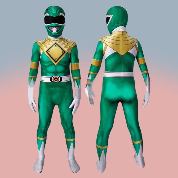 Mighty Morphin Power Rangers Cosplay Costumes Green Ranger Jumpsuit for Kids