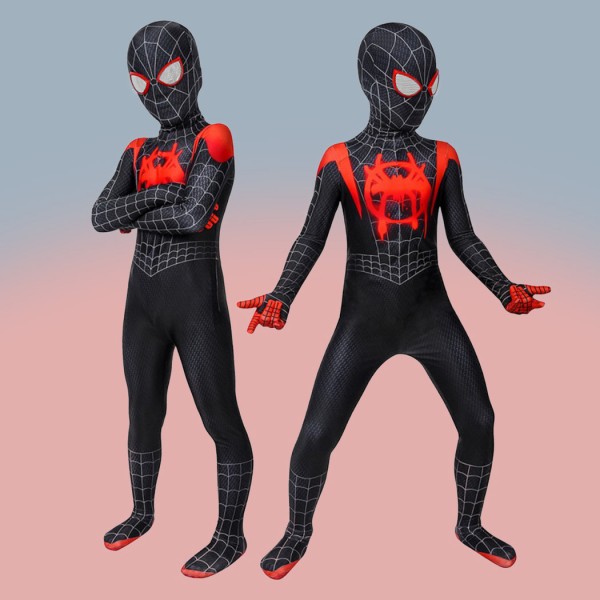 Kids Miles Morales Costume Spider-Man Into the Spider-Verse Cosplay Suit